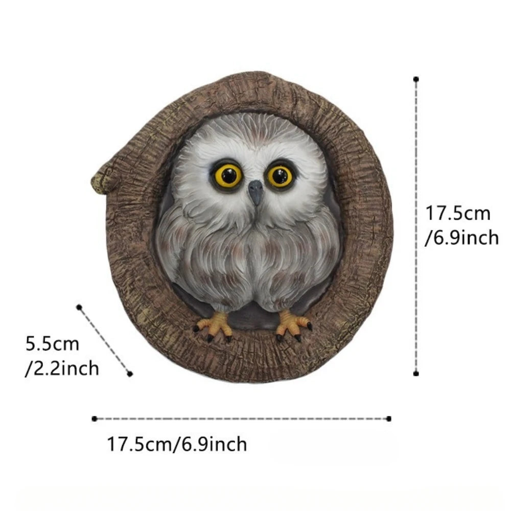 Baby Owl Resin Tree Face Owl Tree Hugger Outdoor Sculpture for Tree Decorations Garden Ornament Tree Statue Peeker
