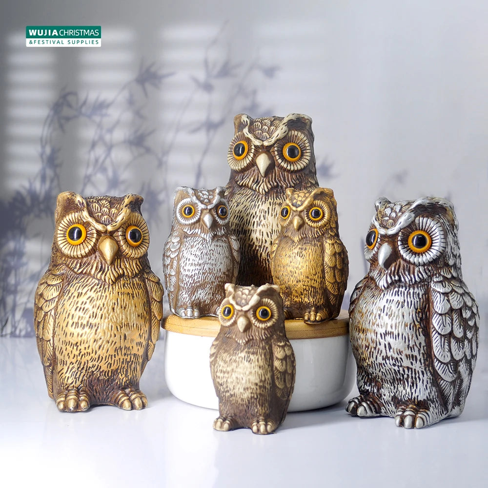 Garden Decor Realistic Owl Statue Scarecrow Fake Bird Scarer Lawn Garden Courtyard House Decorative Figurine Home Decoration Toy