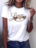 Leopard Heart Print Tshirt Women Sleeve