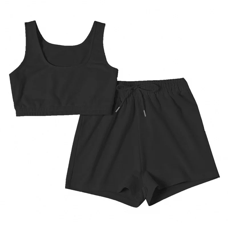two piece crop top and shorts set