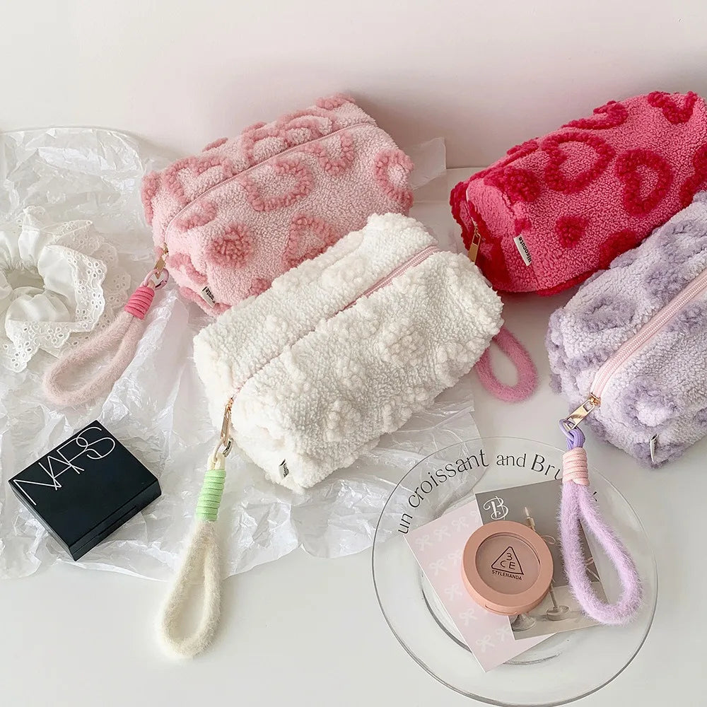 ins wind plush cosmetic bag