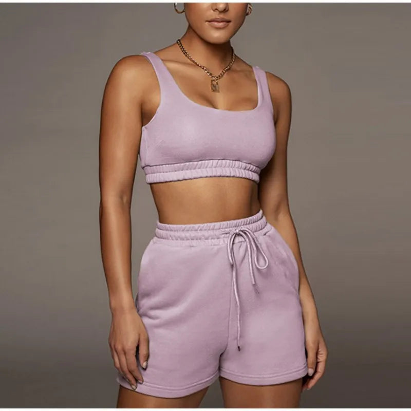 two piece crop top and shorts set