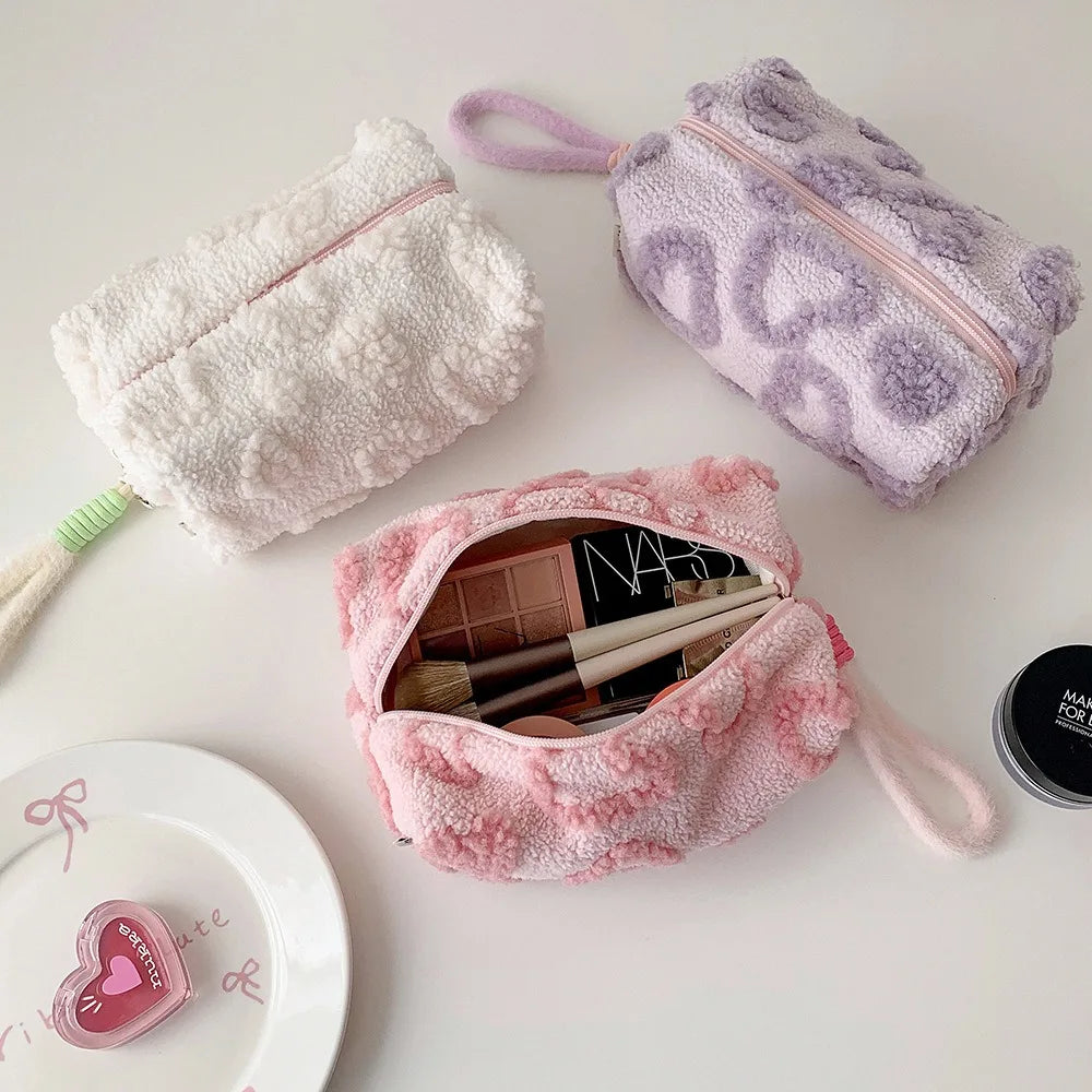 ins wind plush cosmetic bag