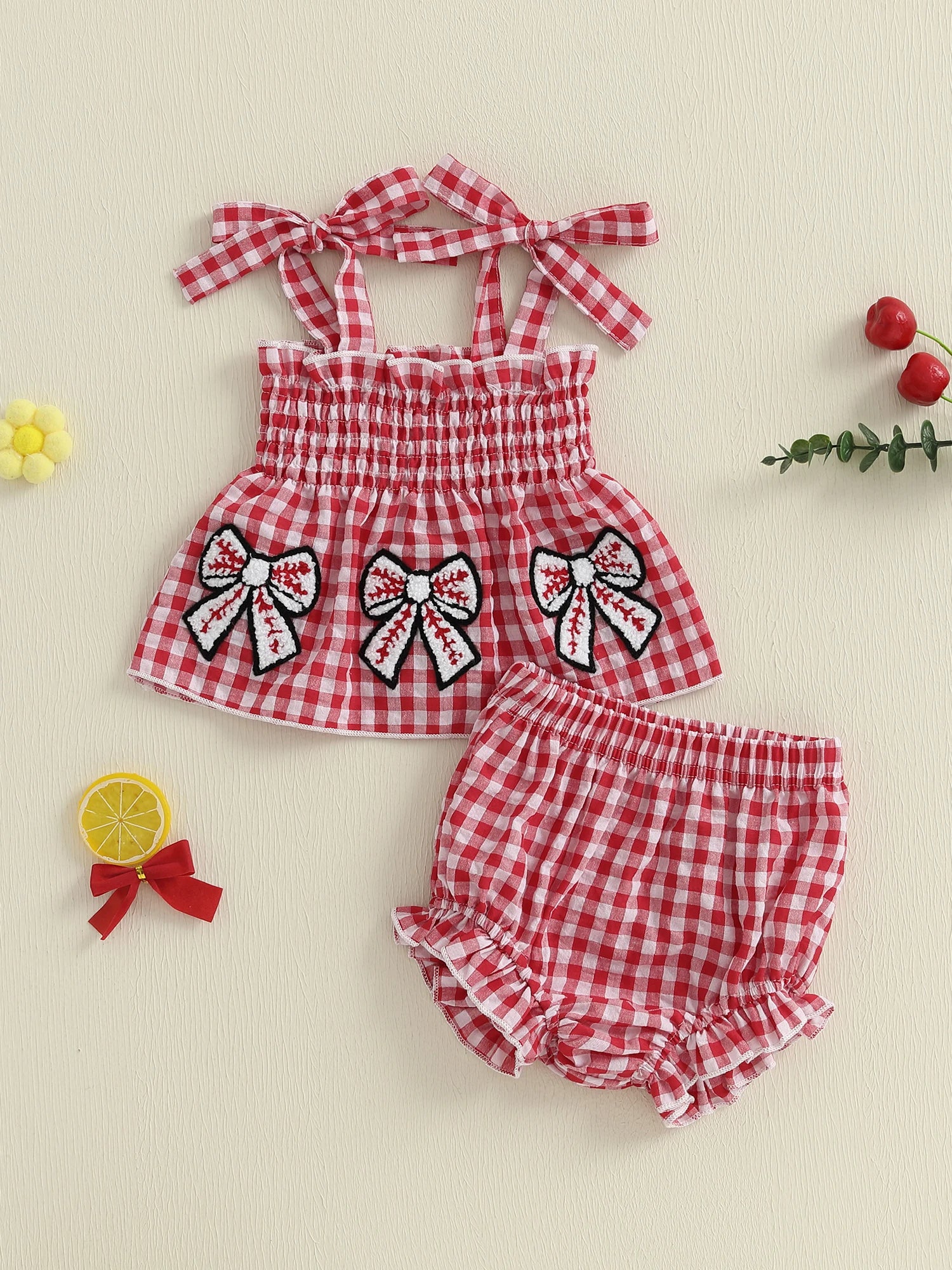 Top and Shorts Set with Bow Detail