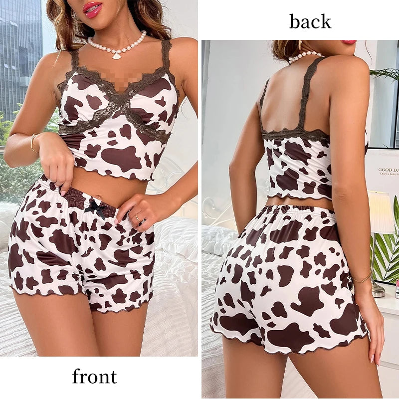 Lace Suspender Pajamas Two-Piece Set