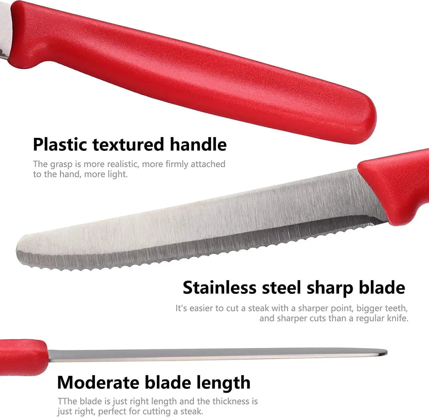 4/6/8 Stainless Steel Serrated Steak knife Round Tip Fruit And Vegetable Paring Knife Kitchen Baking Toast Serrated Bread Knives
