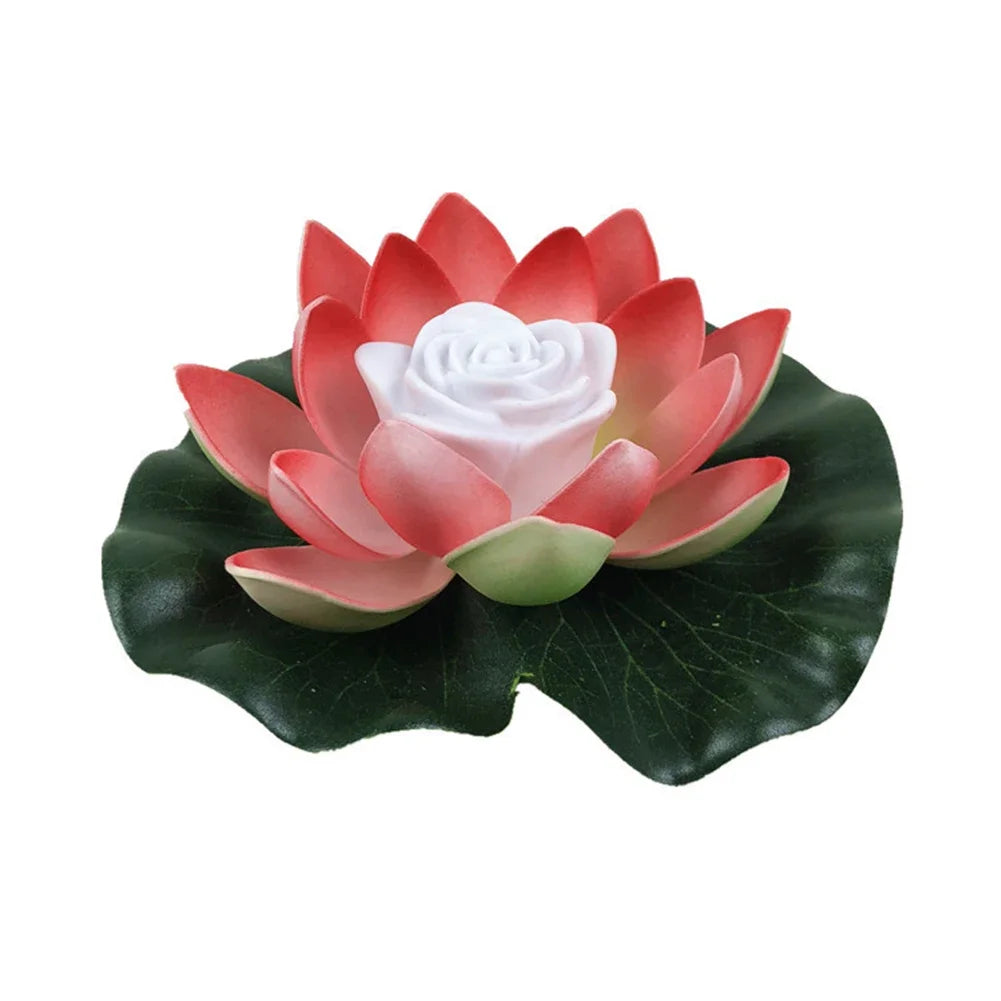 LED Waterproof Floating Lotus Light Battery Operated Artificial Lily Flower Night Lamp Pond Pool Garden Fish Tank Water Decor