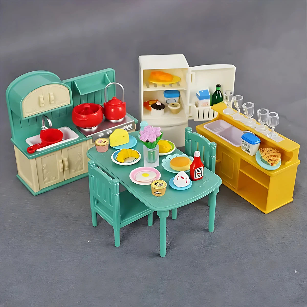 Miniature Furniture Forest Family Kitchen Toy