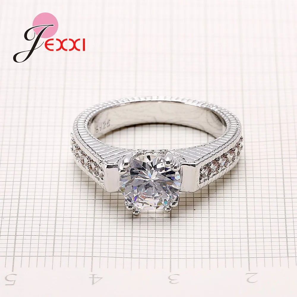 New Arrivals Women Wedding Rings Set 2 PCS Pure 925 Sterling Silver  Engagement Rings Filled Sparkling Crystals Zircons