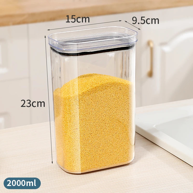 Large Capacity Sealed Jar Kitchen Cabinet Organizer Grain Soybean Nuts Storage Refrigerator Crisper Strong Plastic Sealed Tank