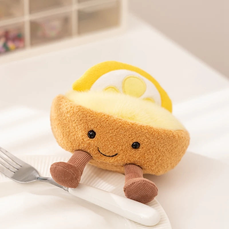 Cute Strawberry/Lemon Tart Plush Toy Soft Stuffed Dessert Doll Kawaii Smiling Food Toy for Kids Birthday Xmas Gift Home Decor