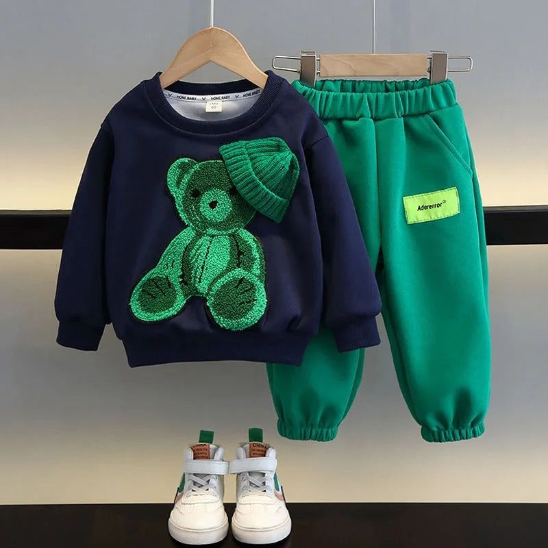 2026 New Kids 2-Piece Outfit Set Cute Sweatshirt + Elastic Waist Pants Casual Tracksuit  Spring Autumn Children Fashion Clothing