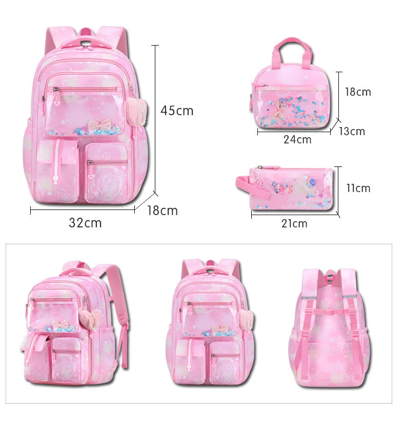 Fashion Love Pendant 3-Piece Set School Backpack