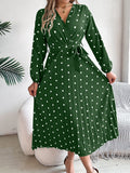 Elegant Polka Dot Wrap Maxi Dress