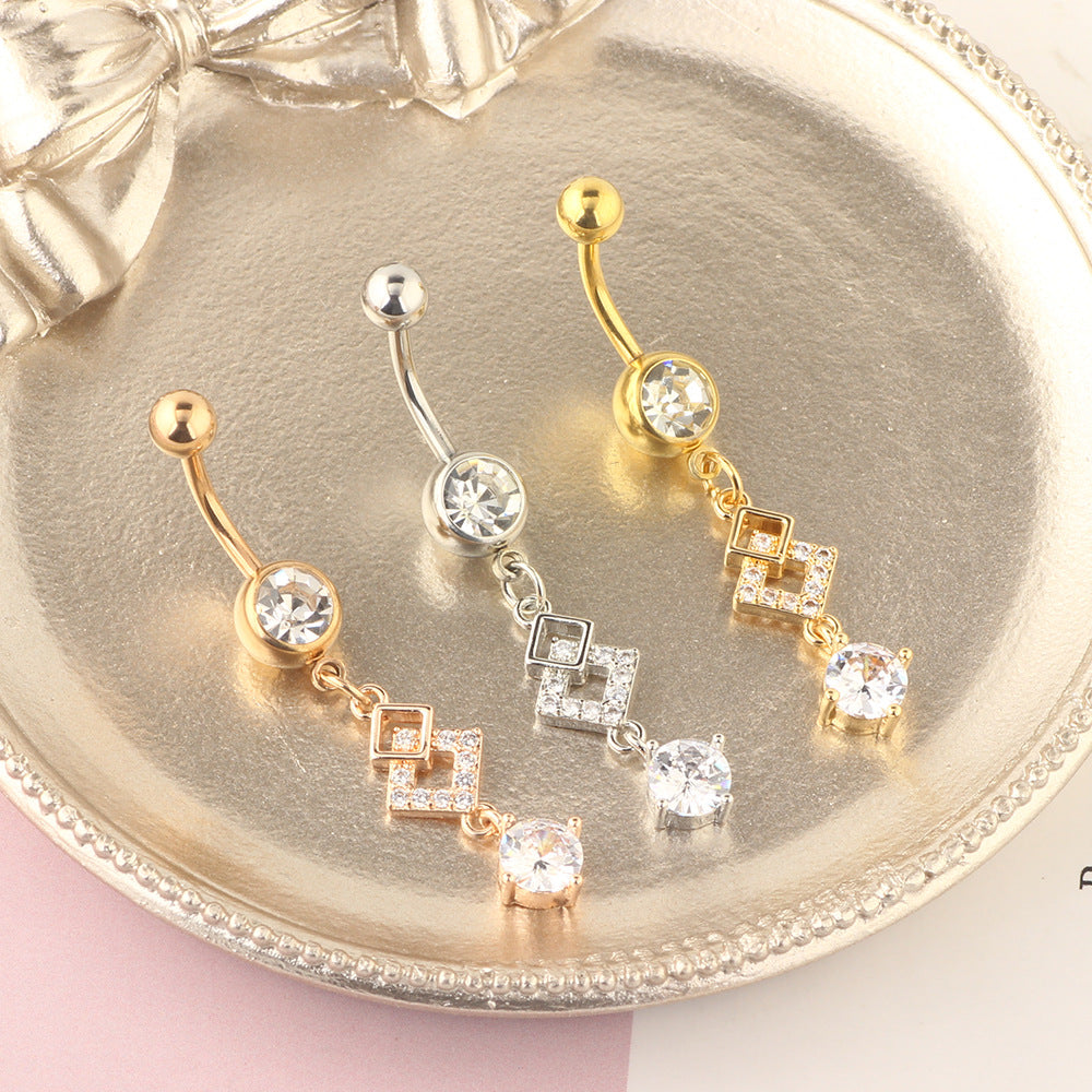 Popular Stainless Steel Belly Button Ring Exquisitely Inlaid With Zircon Belly