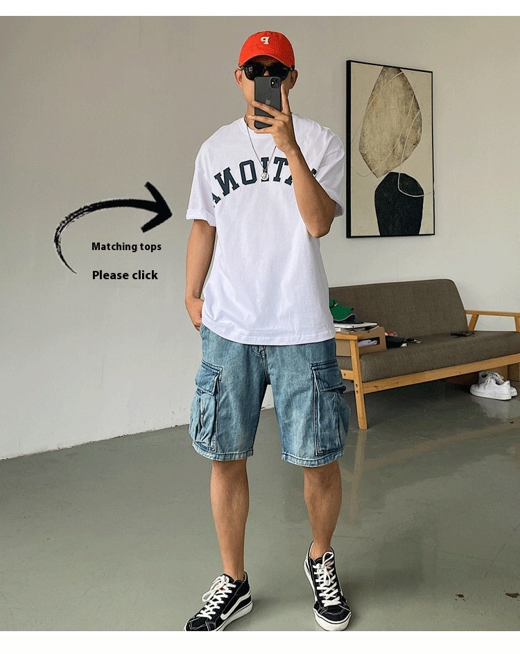 Pocket Denim Shorts Men