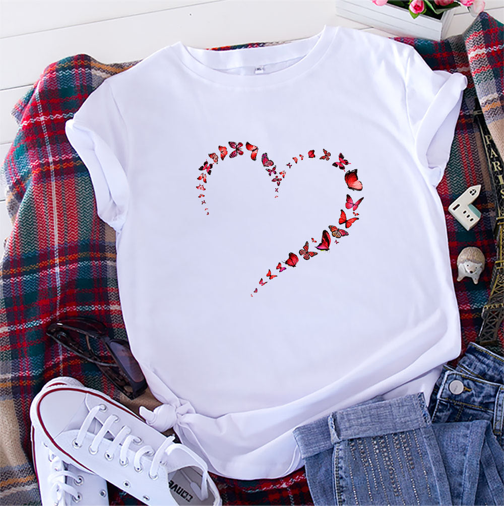 Butterfly heart print Short Sleeve