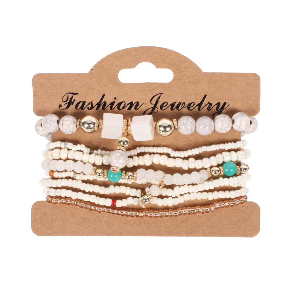 Bohemian Handmade Beads Bracelet Set For Women Summer Colorful Beaded Chain Bangle Men Boho Jewelry Accessories Stone Beads Chain Handmade Bangle Female Fashion Party Jewelry Gift