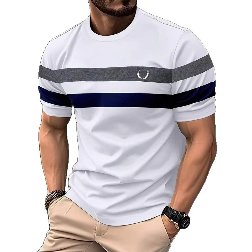Geometric Contrasting Striped T Shirt