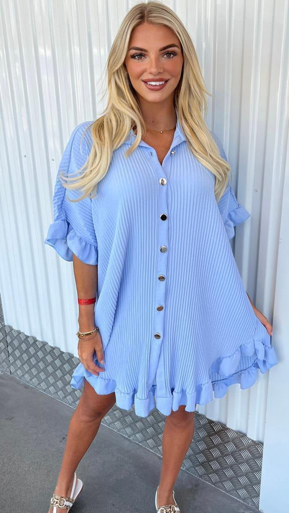 Shirt Dress Ruffle Sleeve