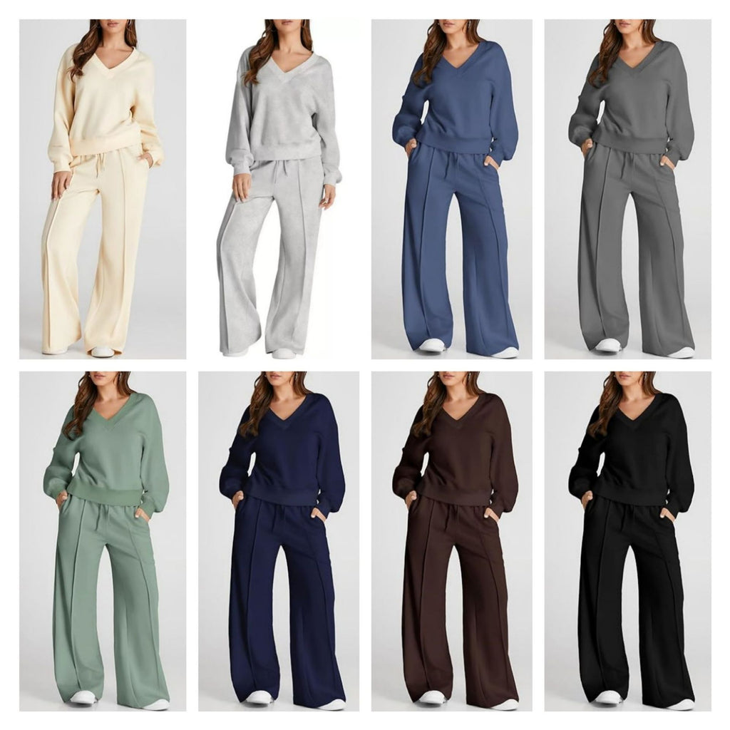 Simple Solid-color Versatile Casual Womens Set