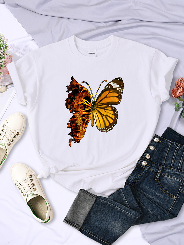 Butterfly Wings Pattern Fashion Short Sleeve Women