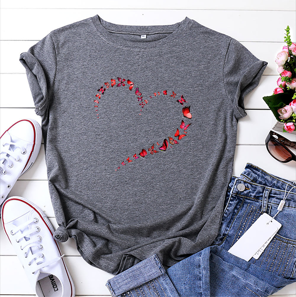 Butterfly heart print Short Sleeve