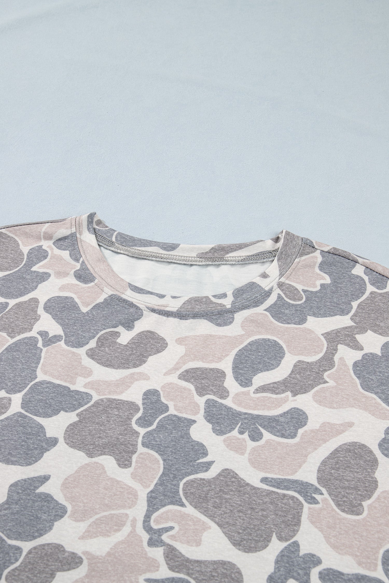 Multicolour Camouflage Print Short Sleeve Drop Shoulder Side Slit Casual Dress