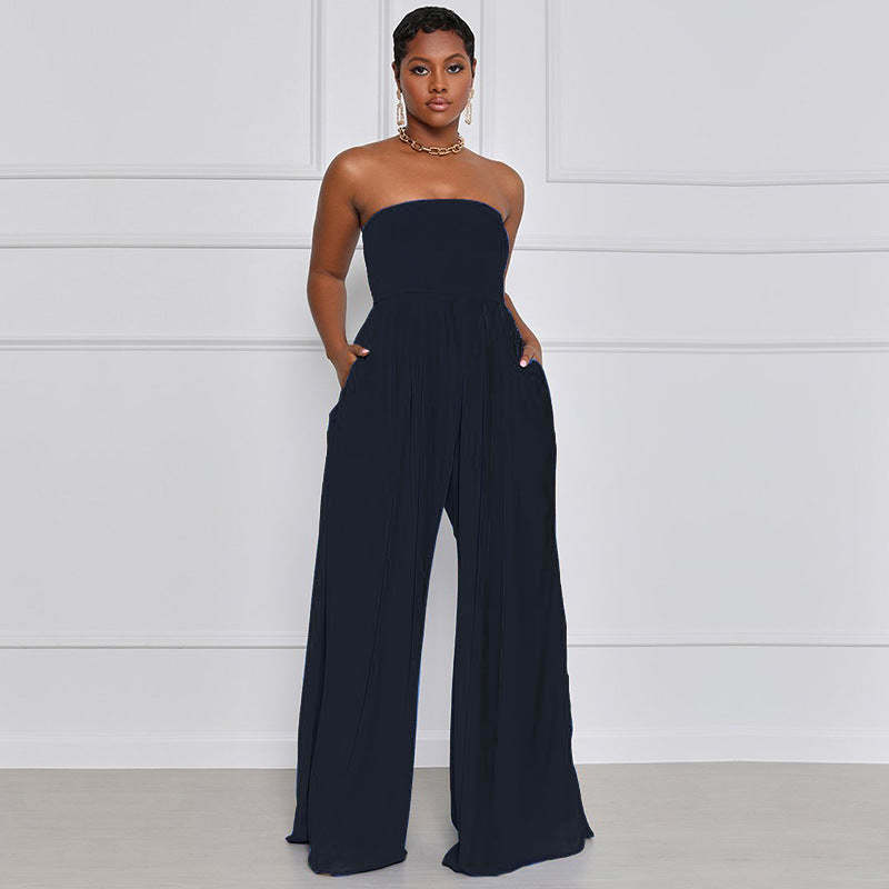 Women's Floor Mopping Wide Leg Casual Chiffon High Waist Jumpsuit