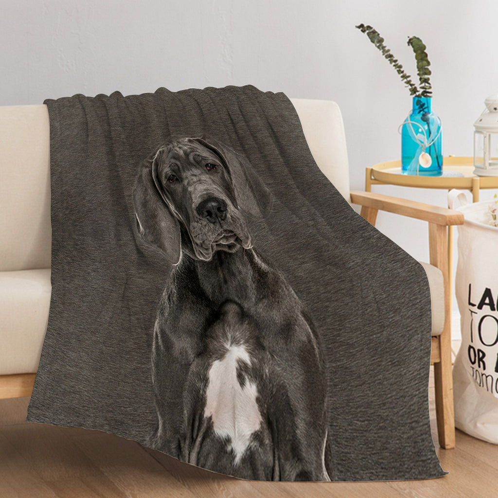 Grey Great Dane Flannel Throw Blanket