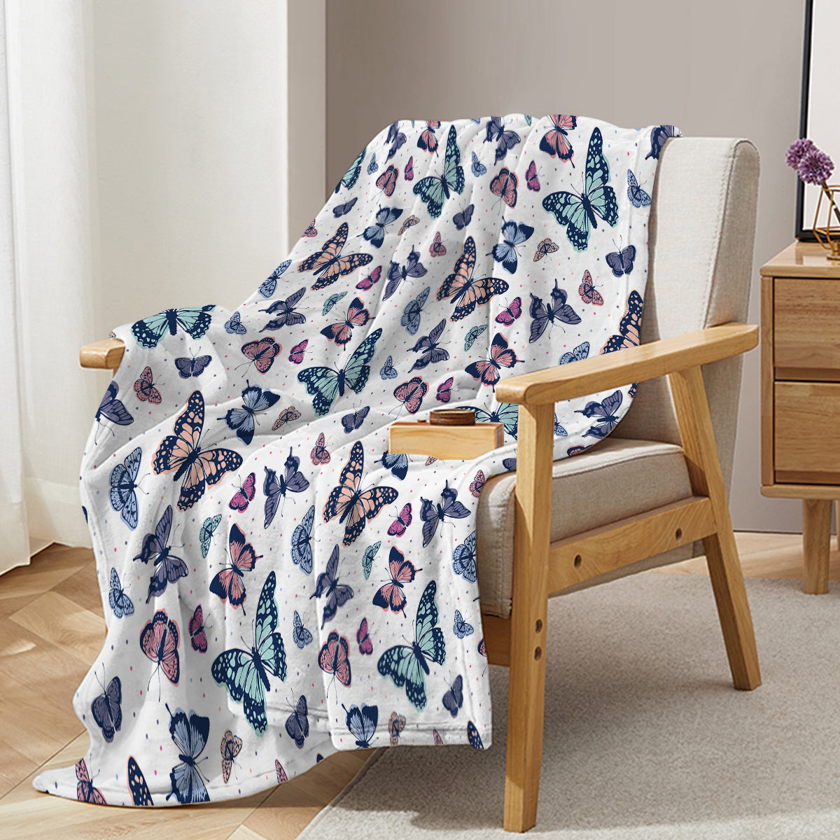 Garden Purple Butterfly Throw Blanket