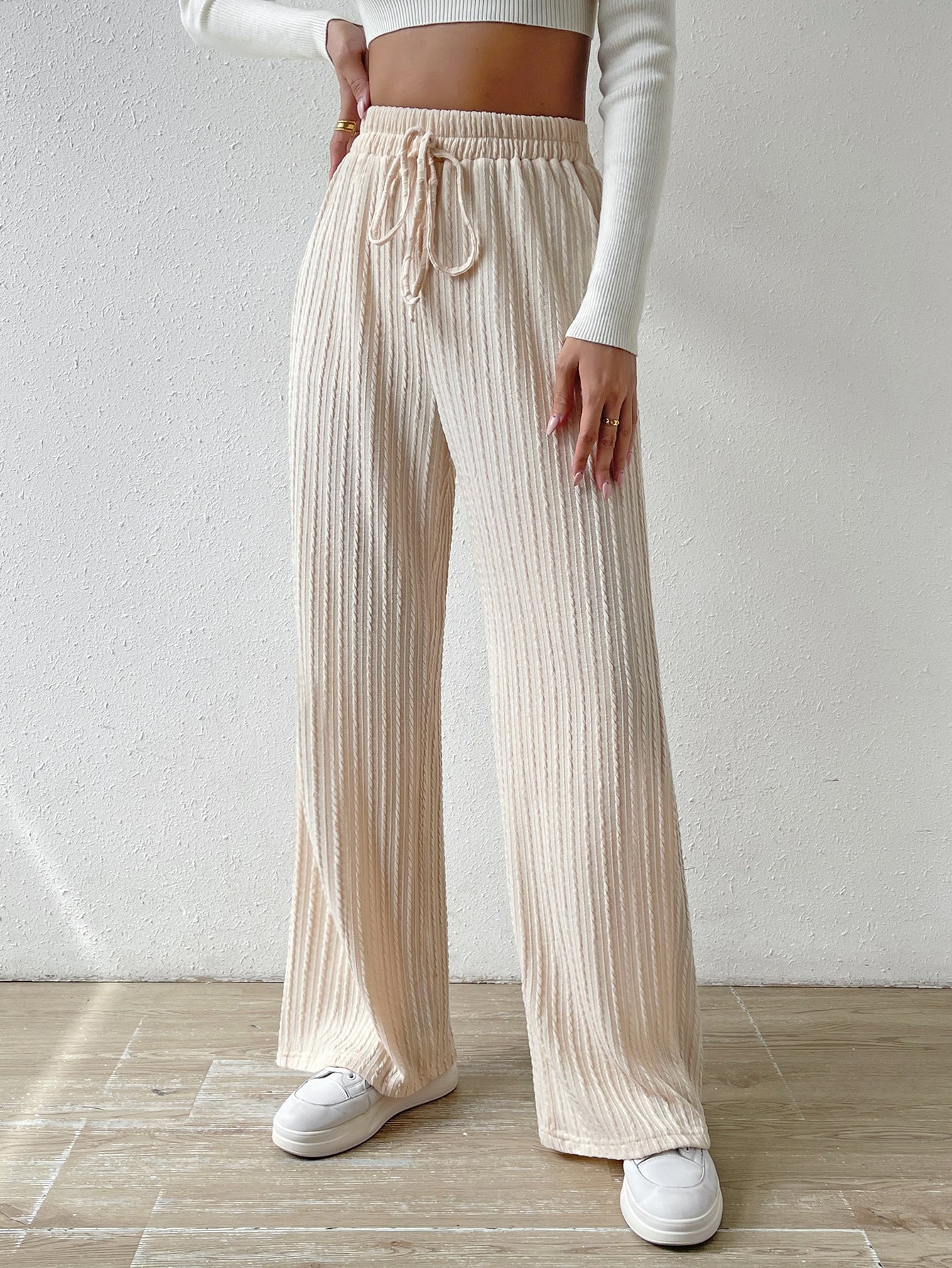 Knot Waist Wide Leg Trousers