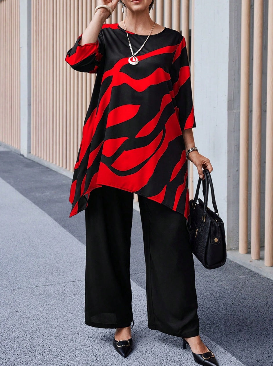Plus-size Casual Straight-leg Pants Sets