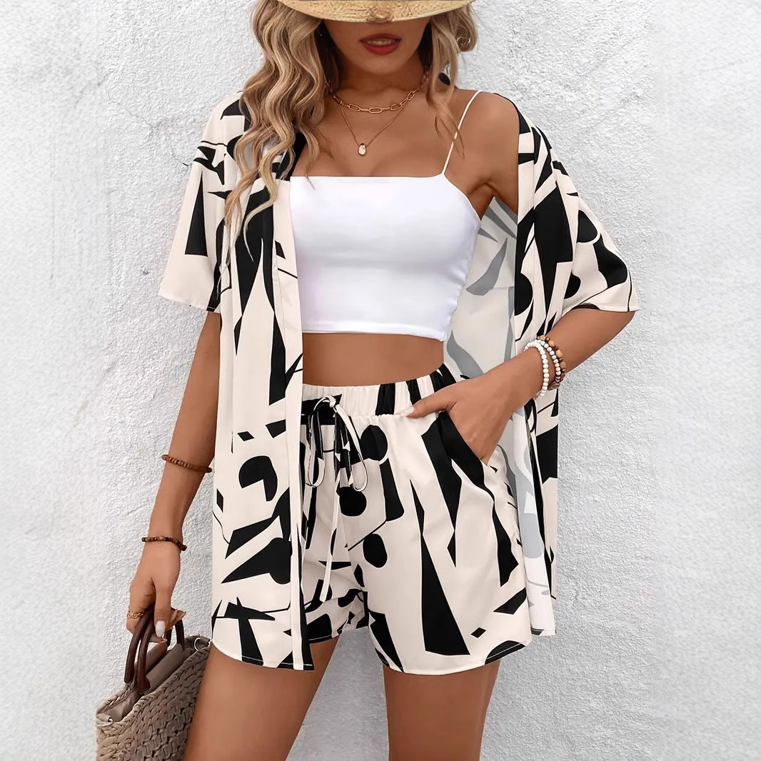 Printed Set Shirt And Shorts Two-piece