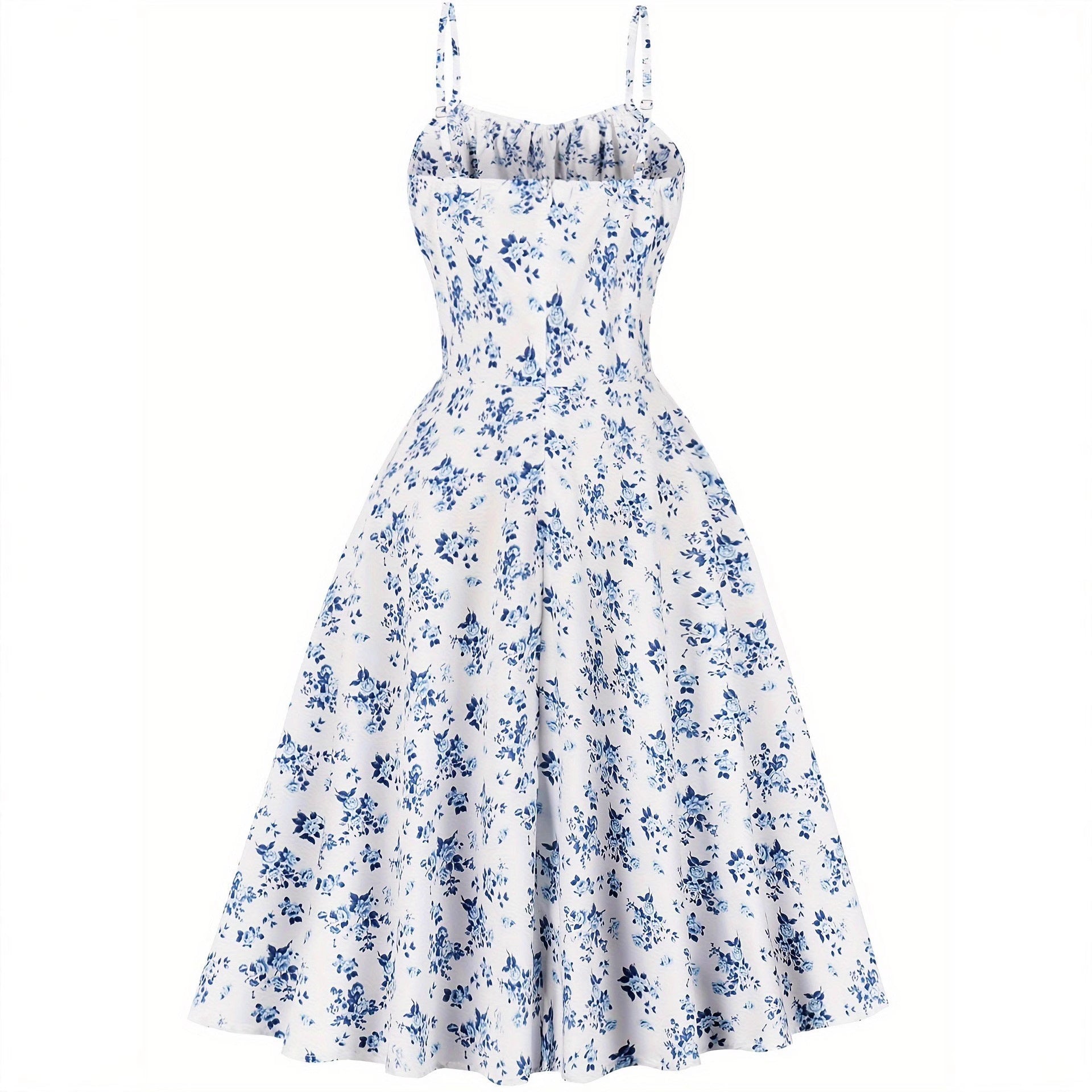 Womens Elegant Floral Print Slip-Neckline Casual Dress