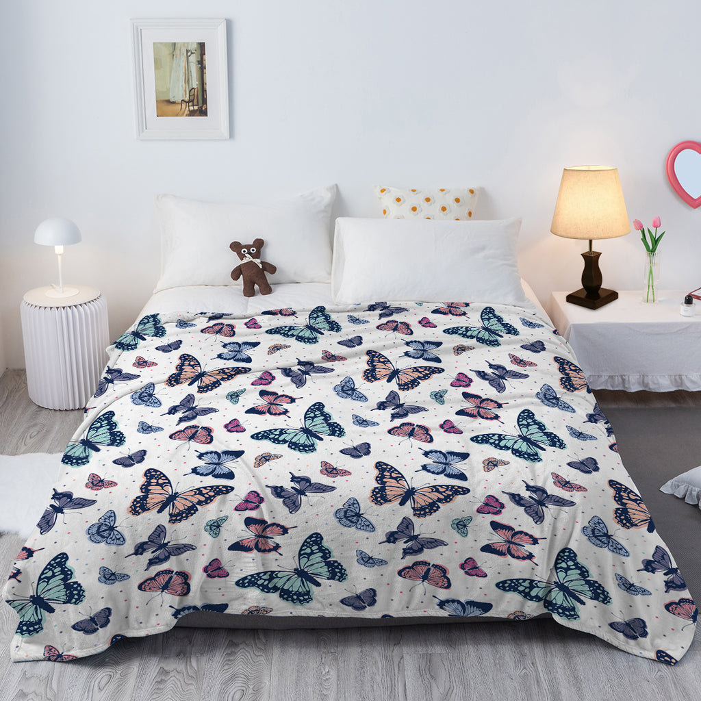 Garden Purple Butterfly Throw Blanket