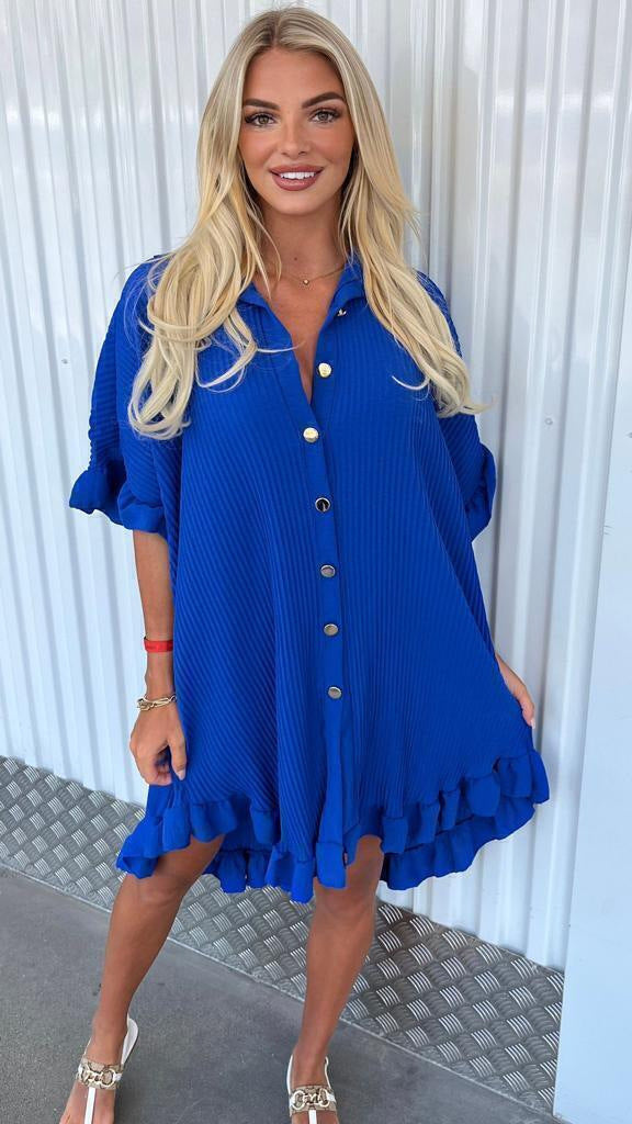 Shirt Dress Ruffle Sleeve