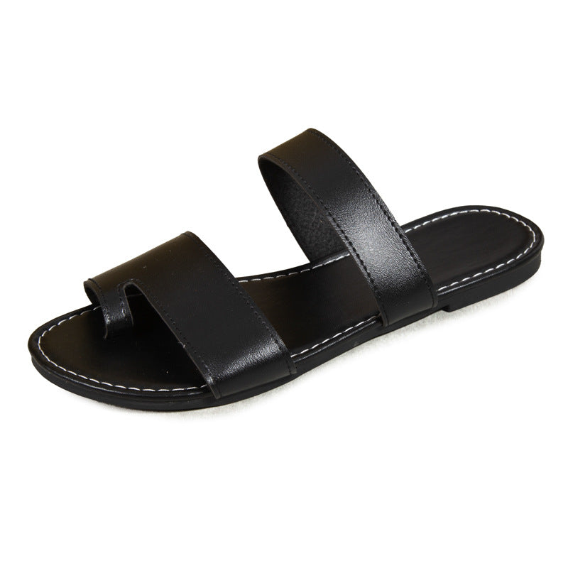 Toe Covering Leisure Flat Slippers