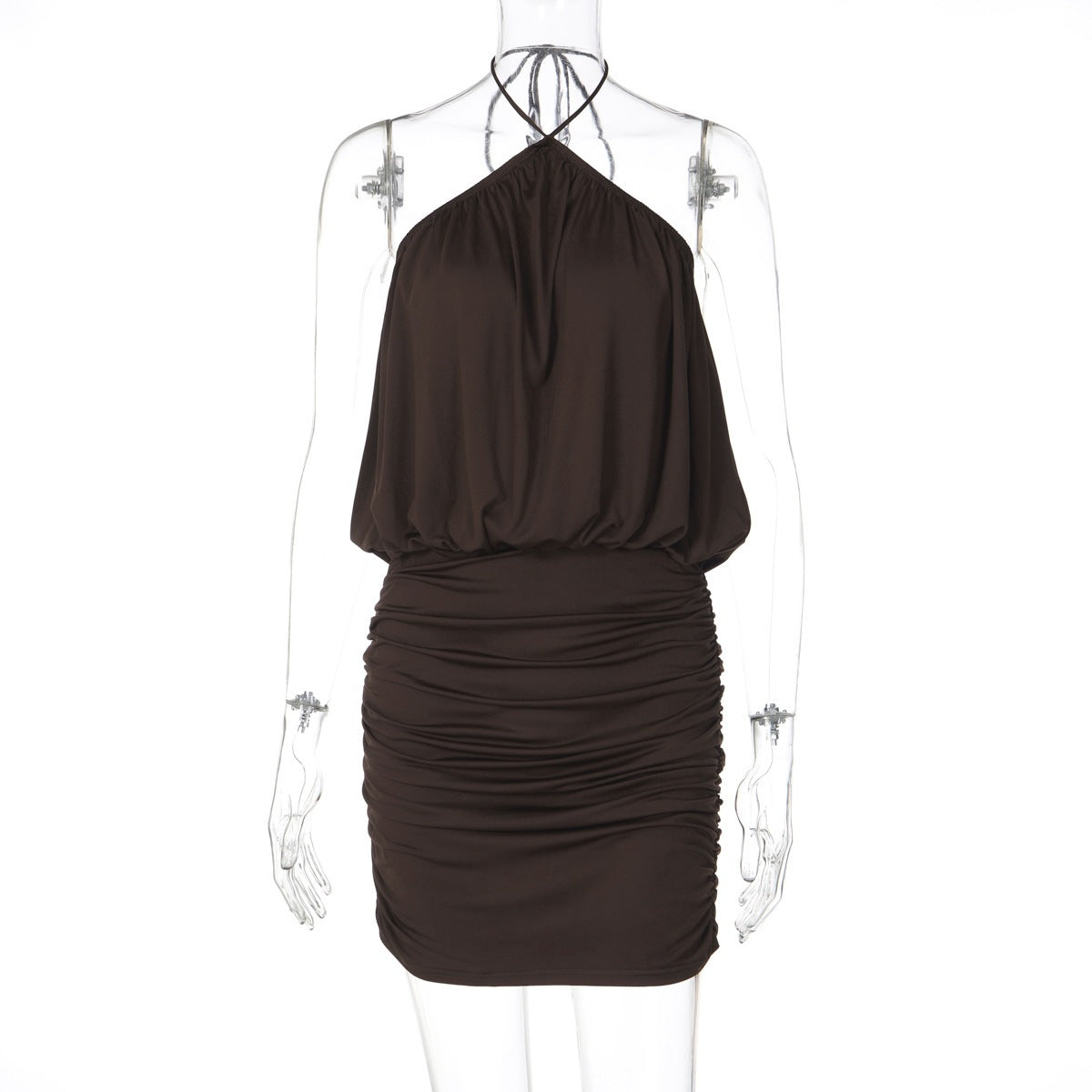 French-style Backless Halter Dress