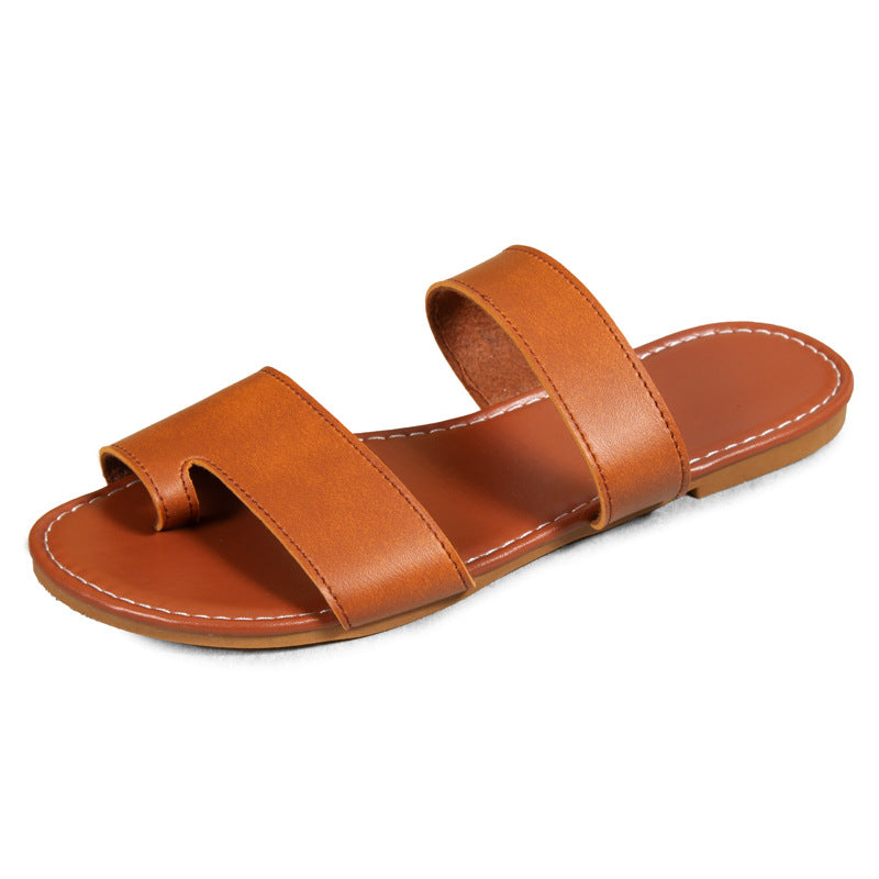 Toe Covering Leisure Flat Slippers