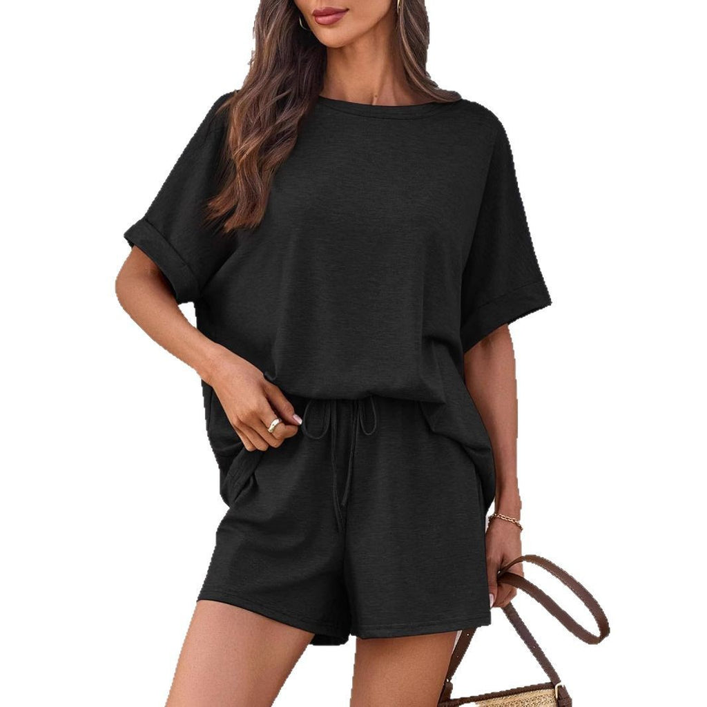 Oversized Short Sleeve T-shirt Drawstring Shorts Set