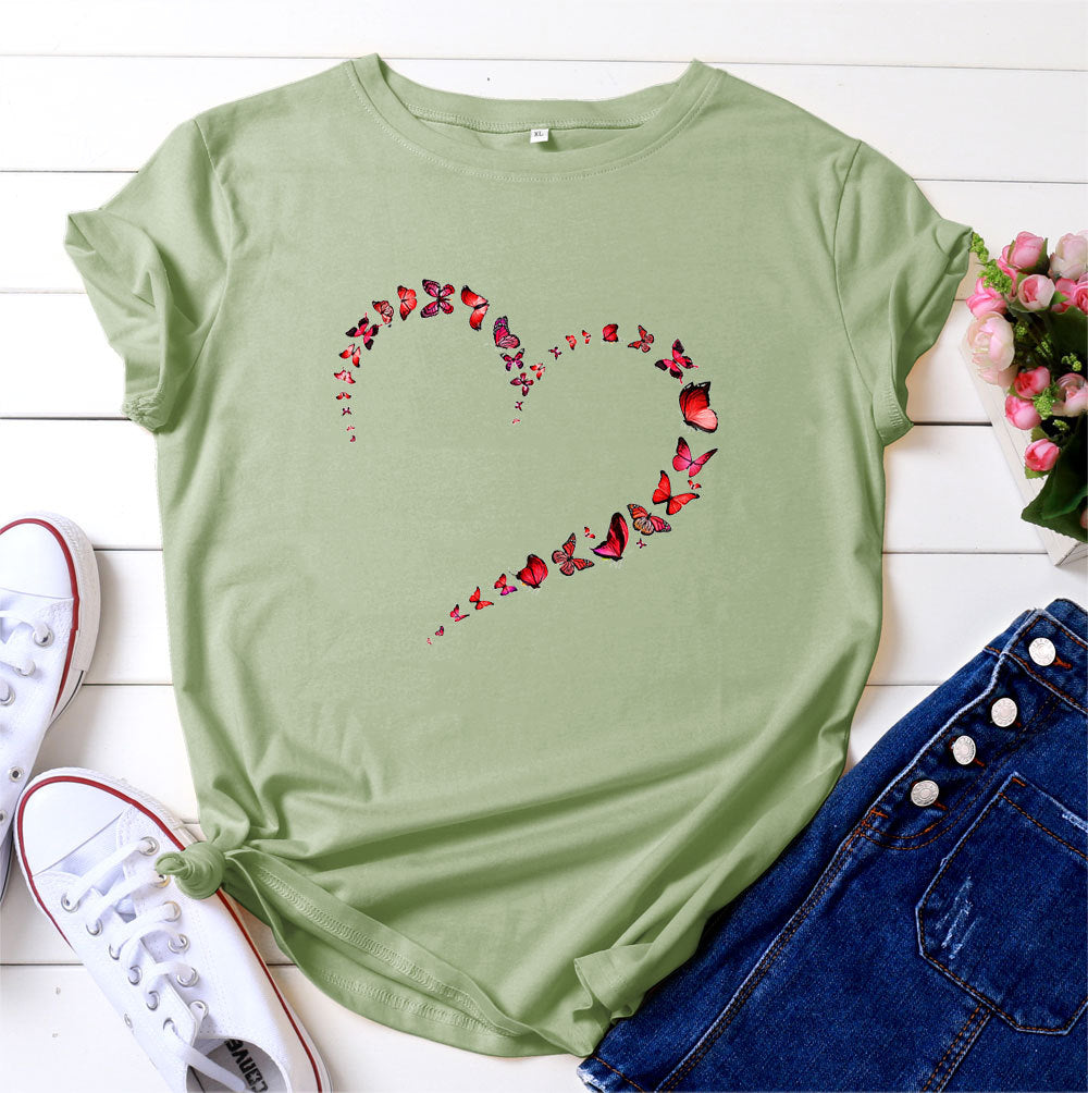Butterfly heart print Short Sleeve