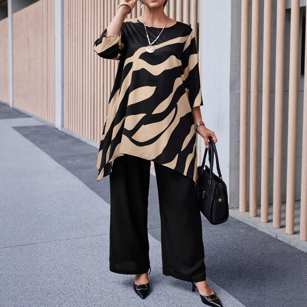 Plus-size Casual Straight-leg Pants Sets