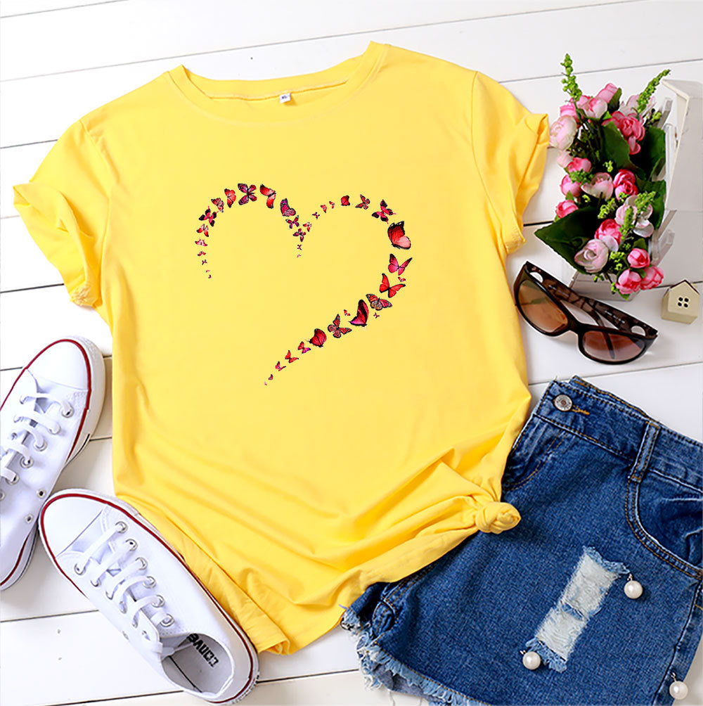 Butterfly heart print Short Sleeve