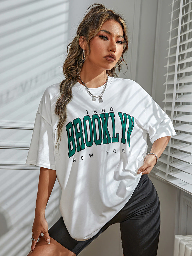 Summer Fashion Casual  Drop Shoulder Women's T-shirt