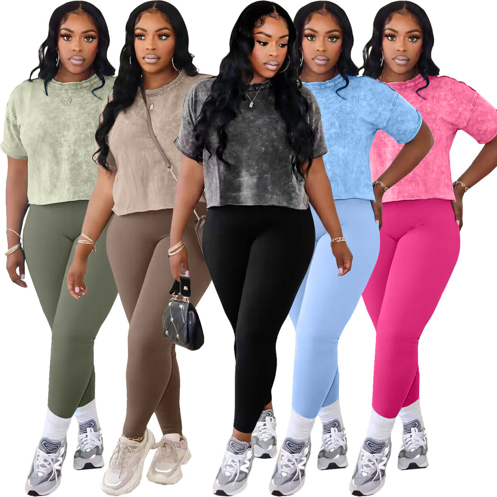 Women's Printed Casual Sports Two-Piece Set