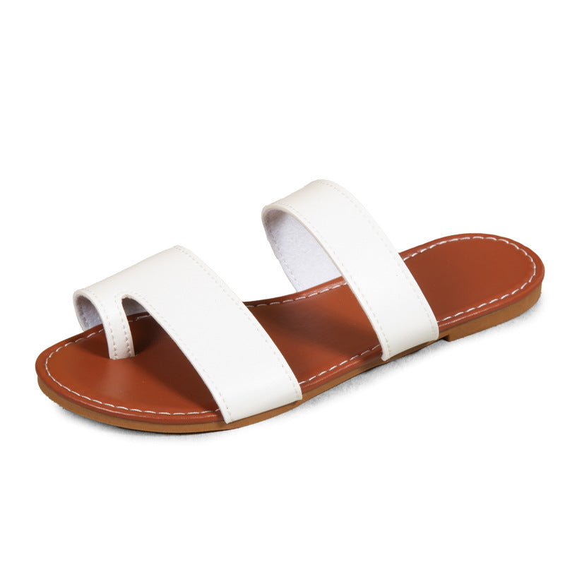 Toe Covering Leisure Flat Slippers