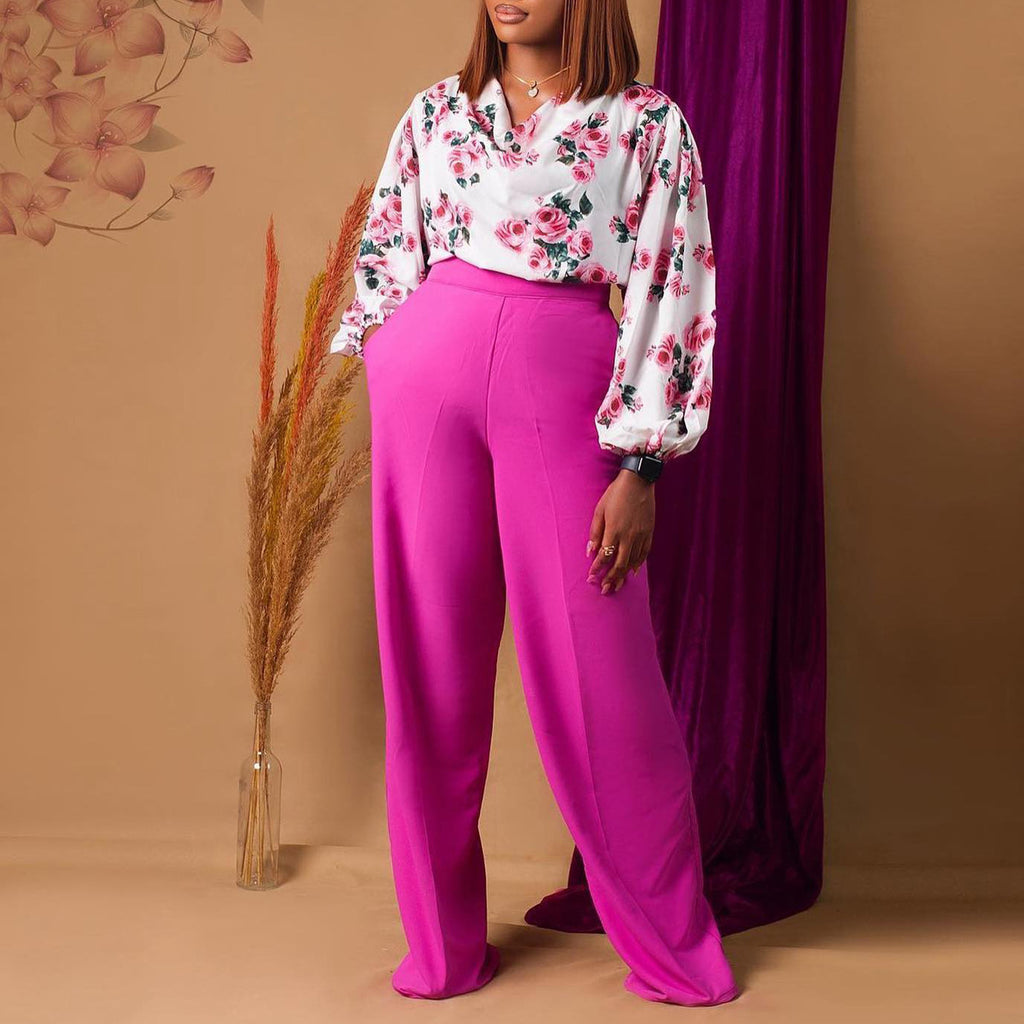 Printed Lace-Up Casual Set