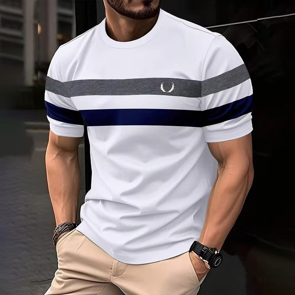 Geometric Contrasting Striped T Shirt
