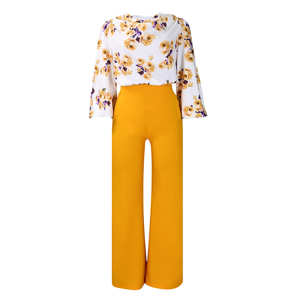 Printed Lace-Up Casual Set